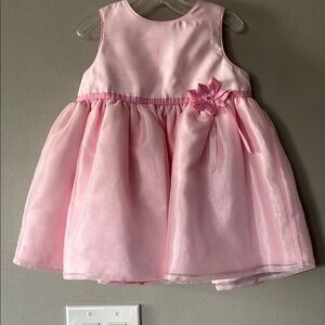 Handmade Pink  Sleeveless Dress with Flower Accent